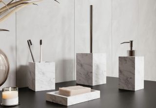 Ершик для унитаза WasserKRAFT Kammel K-9127 Белый мрамор Хром